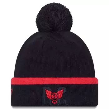 Мужская черная вязаная шапка с манжетами и помпоном New Era DC United Wordmark Kick Off