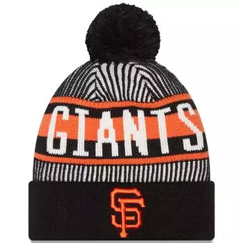 Мужская черная вязаная шапка с манжетами и помпоном в полоску от Fanatics San Francisco Giants New Era