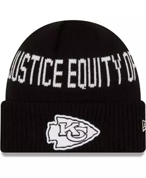 Мужская черная вязаная шапка с манжетами Kansas City Chiefs Team Social Justice New Era
