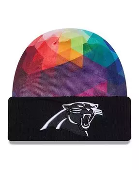 Мужская черная вязаная шапка с манжетами NFL Crucial Catch 2023 Carolina Panthers New Era, черный