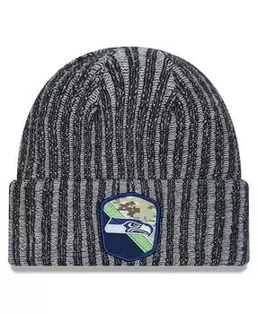 Мужская черная вязаная шапка с манжетами Seattle Seahawks 2023 Salute To Service New Era, черный