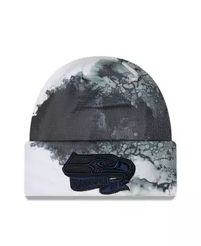 Мужская черная вязаная шапка с манжетами в тон Seattle Seahawks 2022 Sideline Ink Dye New Era