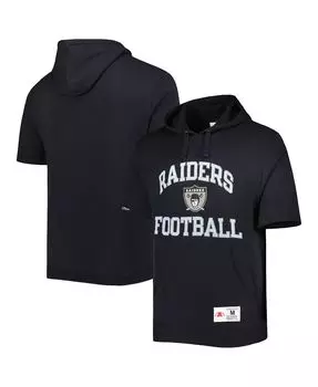 Мужская черная выстиранная толстовка с коротким рукавом las vegas raiders Mitchell & Ness, черный