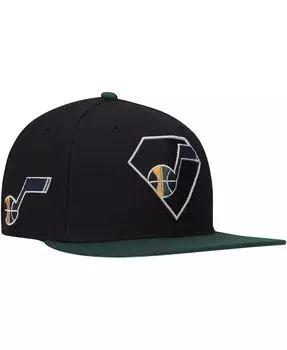 Мужская черная, зеленая кепка '47 Utah Jazz 75th Anniversary Carat Captain Snapback '47 Brand