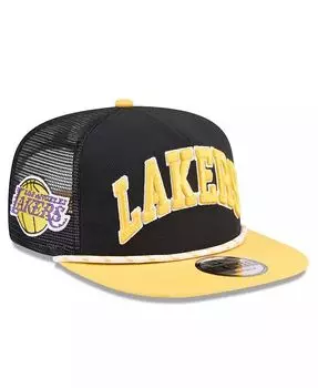 Мужская черная/золотая кепка Snapback Los Angeles Lakers Throwback Team Arch Golfer New Era, черный