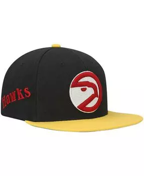 Мужская черная, золотистая кепка Atlanta Hawks из твердой древесины Classics Snapback Mitchell & Ness
