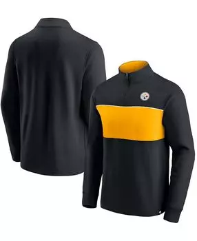 Мужская черная золотистая куртка pittsburgh steelers block party с молнией на четверть Fanatics, черный