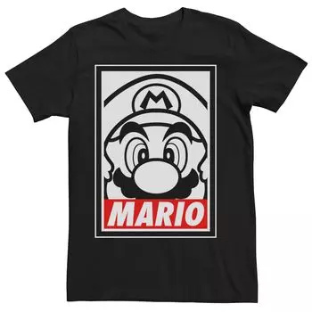 Мужская черно-белая флисовая футболка с портретом Nintendo Mario Licensed Character