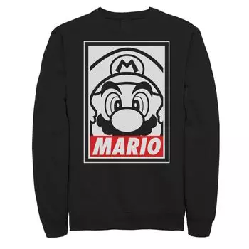 Мужская черно-белая флисовая футболка с портретом Nintendo Mario Licensed Character