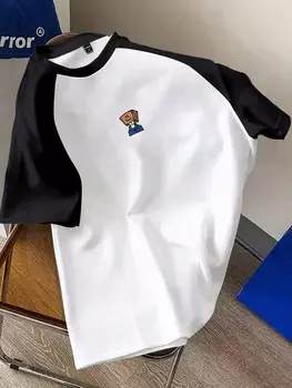 Мужская черно-белая футболка оверсайз с короткими рукавами в стиле пэчворк Urban Chill Manfinity, черно-белый