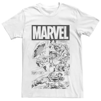 Мужская черно-белая футболка с комиксами Marvel «Капитан Америка» Licensed Character