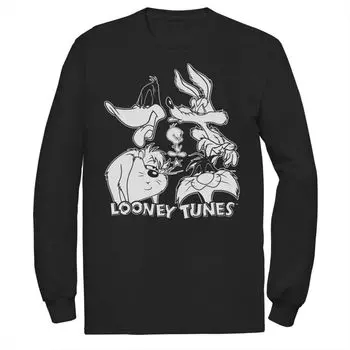 Мужская черно-белая футболка с лицами персонажей Looney Tunes Licensed Character
