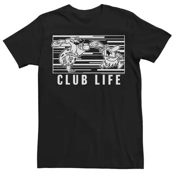 Мужская черно-белая футболка с плакатом Flinstones Club Life Licensed Character