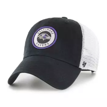 Мужская черно-белая кепка Baltimore Ravens Highline Clean Up Trucker Snapback '47