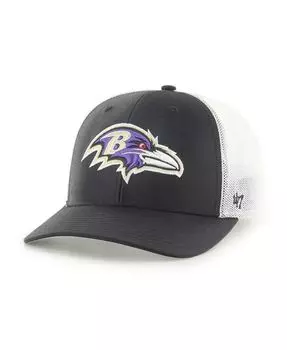 Мужская черно-белая кепка Baltimore Ravens Trophy Trucker Flex Hat '47 Brand