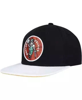 Мужская черно-белая кепка Boston Celtics из твердой древесины Classics Wear Away с козырьком Snapback Mitchell & Ness