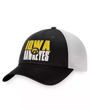 Мужская черно-белая кепка Iowa Hawkeyes Stockpile Trucker Snapback Top Of The World, черный