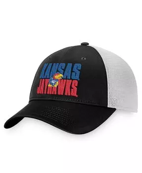 Мужская черно-белая кепка Kansas Jayhawks Stockpile Trucker Snapback Top of the World