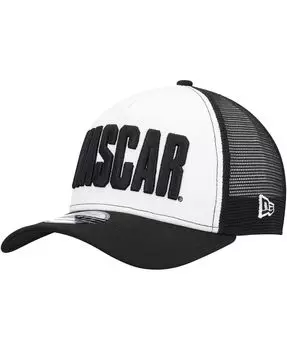 Мужская черно-белая кепка NASCAR 9FORTY Trucker Snapback с А-образной рамкой New Era