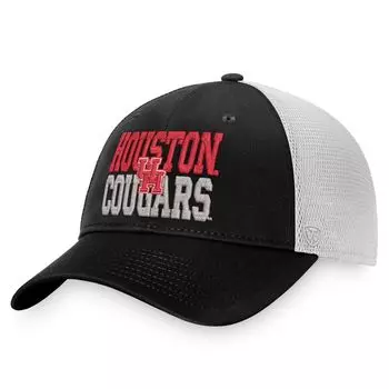 Мужская черно-белая кепка Top of the World Houston Cougars Stockpile Trucker Snapback