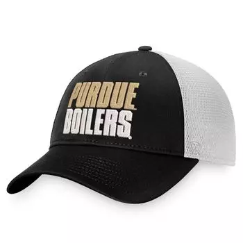 Мужская черно-белая кепка Top of the World Purdue Boilermakers Stockpile Trucker Snapback
