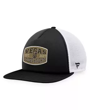 Мужская черно-белая кепка Vegas Golden Knights из пенопласта с нашивкой спереди Trucker Snapback Fanatics, черный