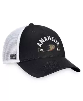 Мужская черно-белая регулируемая кепка Anaheim Ducks Free Kick Trucker Fanatics, черный