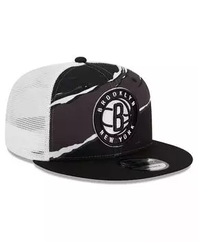 Мужская черно-белая регулируемая кепка Brooklyn Nets Tear Trucker 9FIFTY New Era, черный