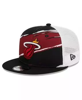 Мужская черно-белая регулируемая кепка Miami Heat Tear Trucker 9FIFTY New Era, черный