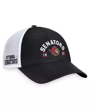 Мужская черно-белая регулируемая кепка Ottawa Senators Free Kick Trucker Fanatics, черный