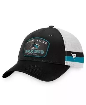 Мужская черно-белая регулируемая кепка в полоску San Jose Sharks Fundamental Trucker Fanatics, черный