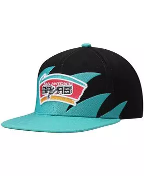Мужская черно-бирюзовая кепка San Antonio Spurs Hardwood Classics Sharktooth Snapback Mitchell & Ness