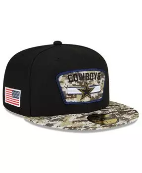 Мужская черно-камуфляжная шляпа Dallas Cowboys 2021 Salute To Service 59FIFTY приталенная шляпа New Era