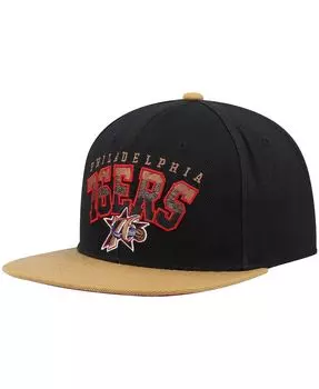 Мужская черно-коричневая кепка Snapback Philadelphia 76ers из твердой древесины с надписью с градиентом Mitchell & Ness