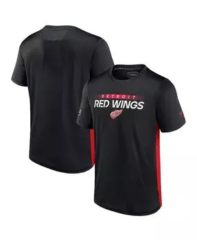 Мужская черно-красная футболка с логотипом Detroit Red Wings Authentic Pro Rink Tech Fanatics, цвет Black, Red