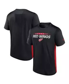 Мужская черно-красная футболка с логотипом Detroit Red Wings Authentic Pro Rink Tech Fanatics, цвет Black, Red