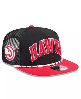 Мужская черно-красная кепка Atlanta Hawks Throwback Team Arch Golfer Snapback New Era, черный