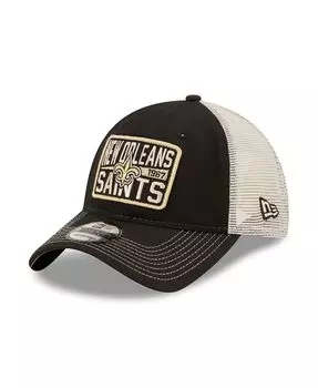 Мужская черно-натуральная кепка New Orleans Saints Devoted Trucker 9TWENTY Snapback New Era