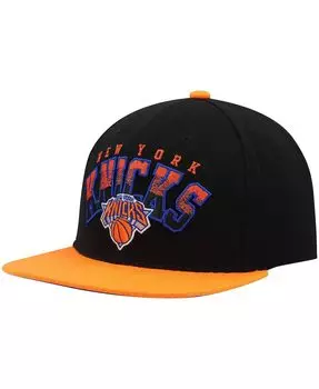 Мужская черно-оранжевая кепка Snapback New York Knicks с градиентом и надписью Mitchell & Ness