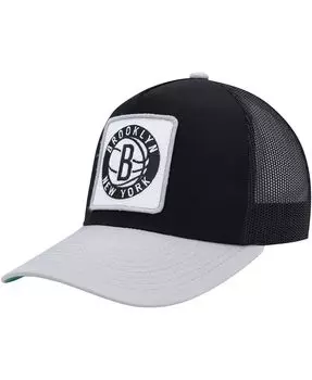 Мужская черно-серая кепка Brooklyn Nets SOUL Truck It Trucker Snapback Mitchell & Ness