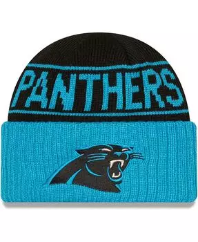 Мужская черно-синяя двусторонняя вязаная шапка с манжетами Carolina Panthers New Era