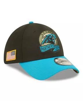 Мужская черно-синяя кепка Carolina Panthers 2022 Salute To Service 39THIRTY Flex Hat New Era