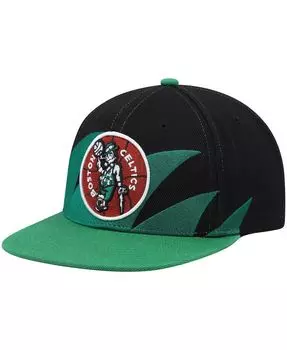 Мужская черно-зеленая кепка Boston Celtics Hardwood Classics Sharktooth Snapback Mitchell & Ness