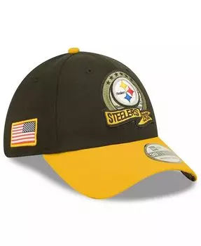 Мужская черно-желтая кепка Pittsburgh Steelers 2022 Salute To Service 39THIRTY Flex New Era, черный