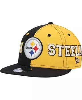 Мужская черно-золотая кепка Snapback Pittsburgh Steelers Team Split 9FIFTY New Era