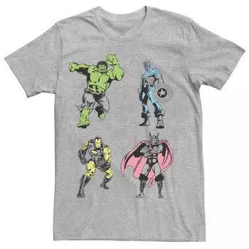 Мужская цветная футболка Marvel Avengers Group Shot в стиле поп-музыки Licensed Character