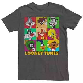 Мужская цветная футболка с портретами в коробке Looney Tunes Group Shot Licensed Character