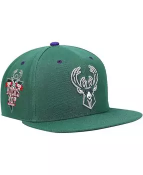Мужская цветная откидная кепка с откидной крышкой Hunter Green Milwaukee Bucks 40th Anniversary Mitchell & Ness