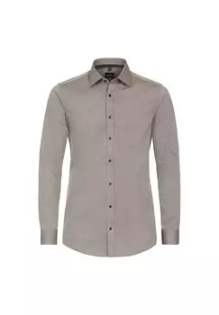 Мужская деловая рубашка однотонного кроя Venti, светло-коричневый