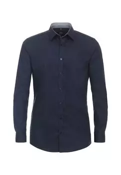 Мужская деловая рубашка однотонного кроя Venti, темно-синий